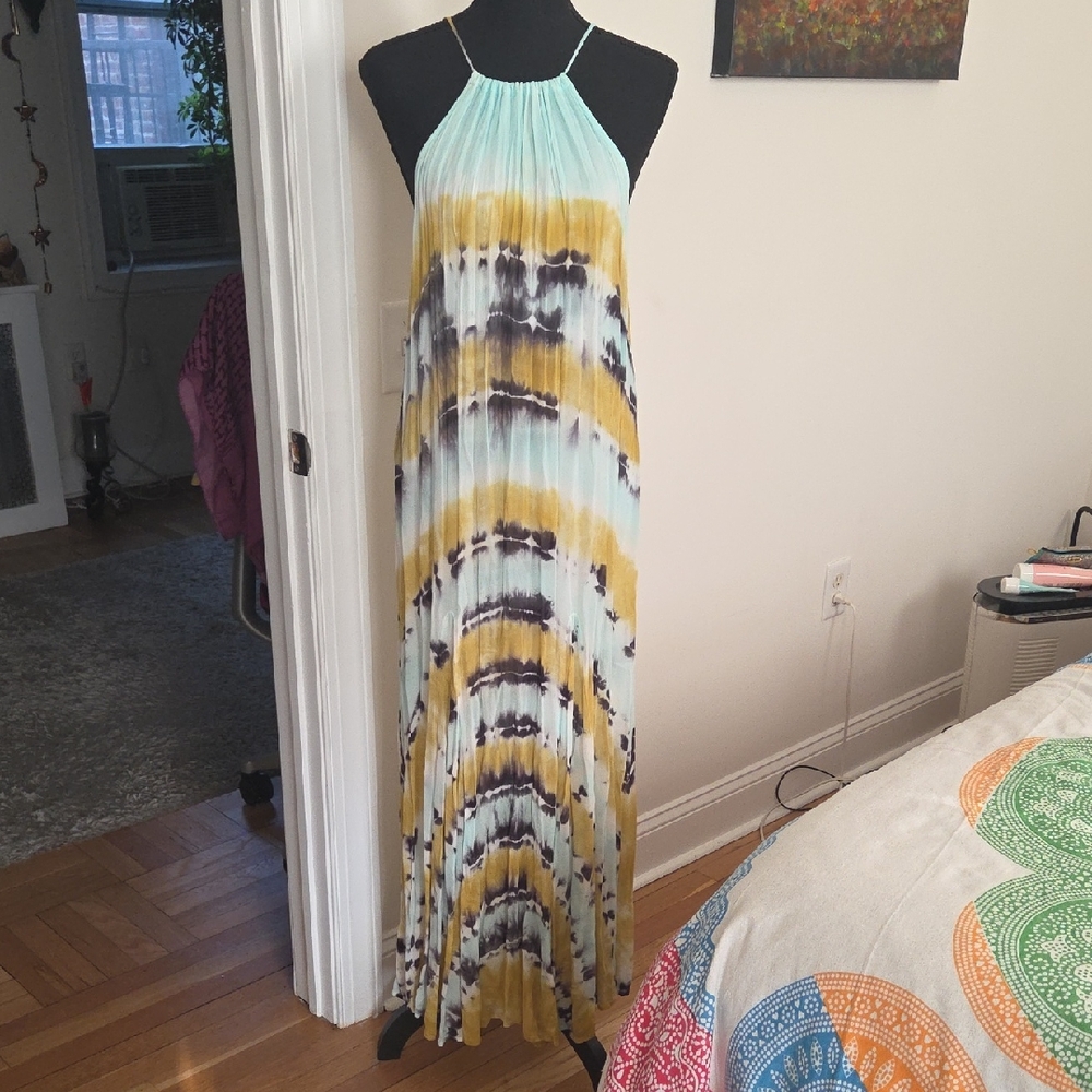 Tie-Dye Flowy Halter Maxi Dress